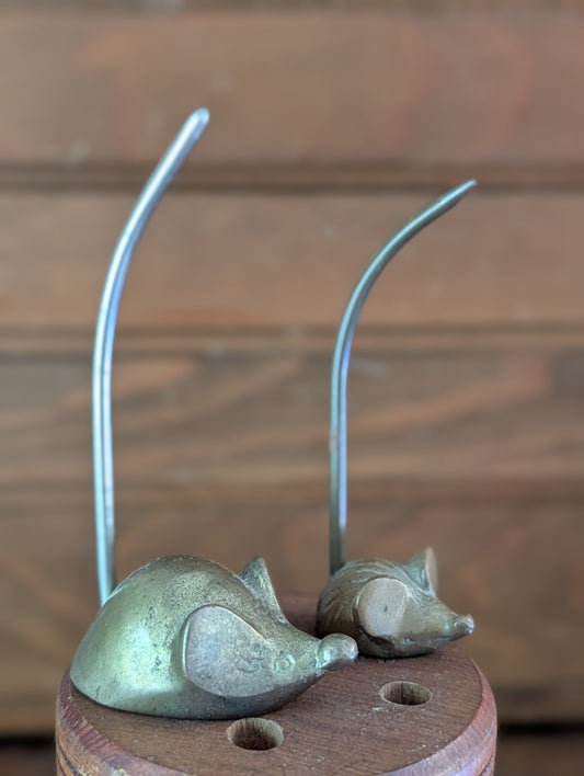 Brass mice pair