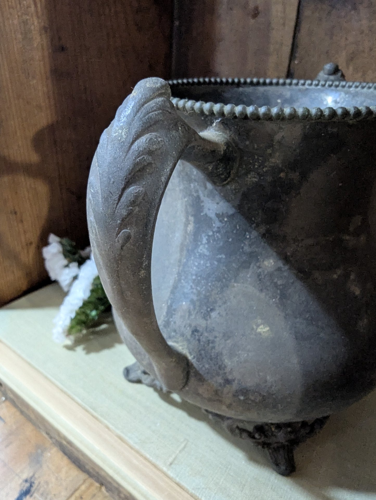 Set of two pewter urns