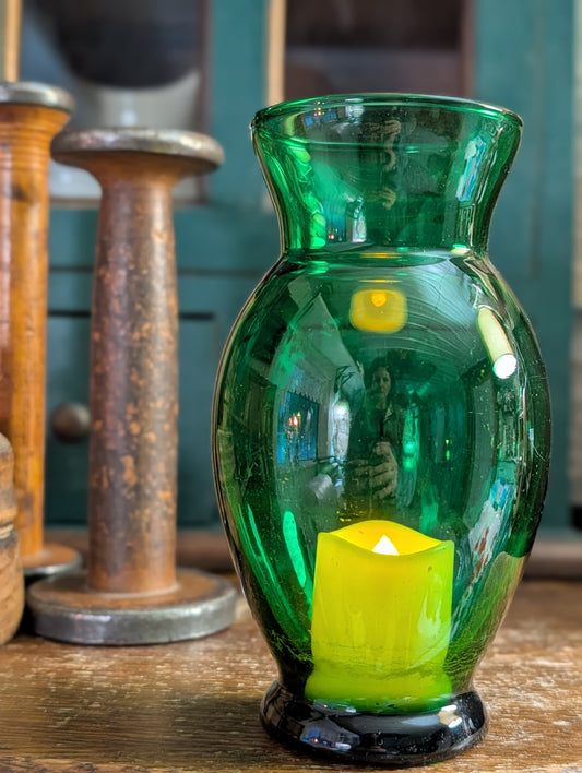 Green glass vase