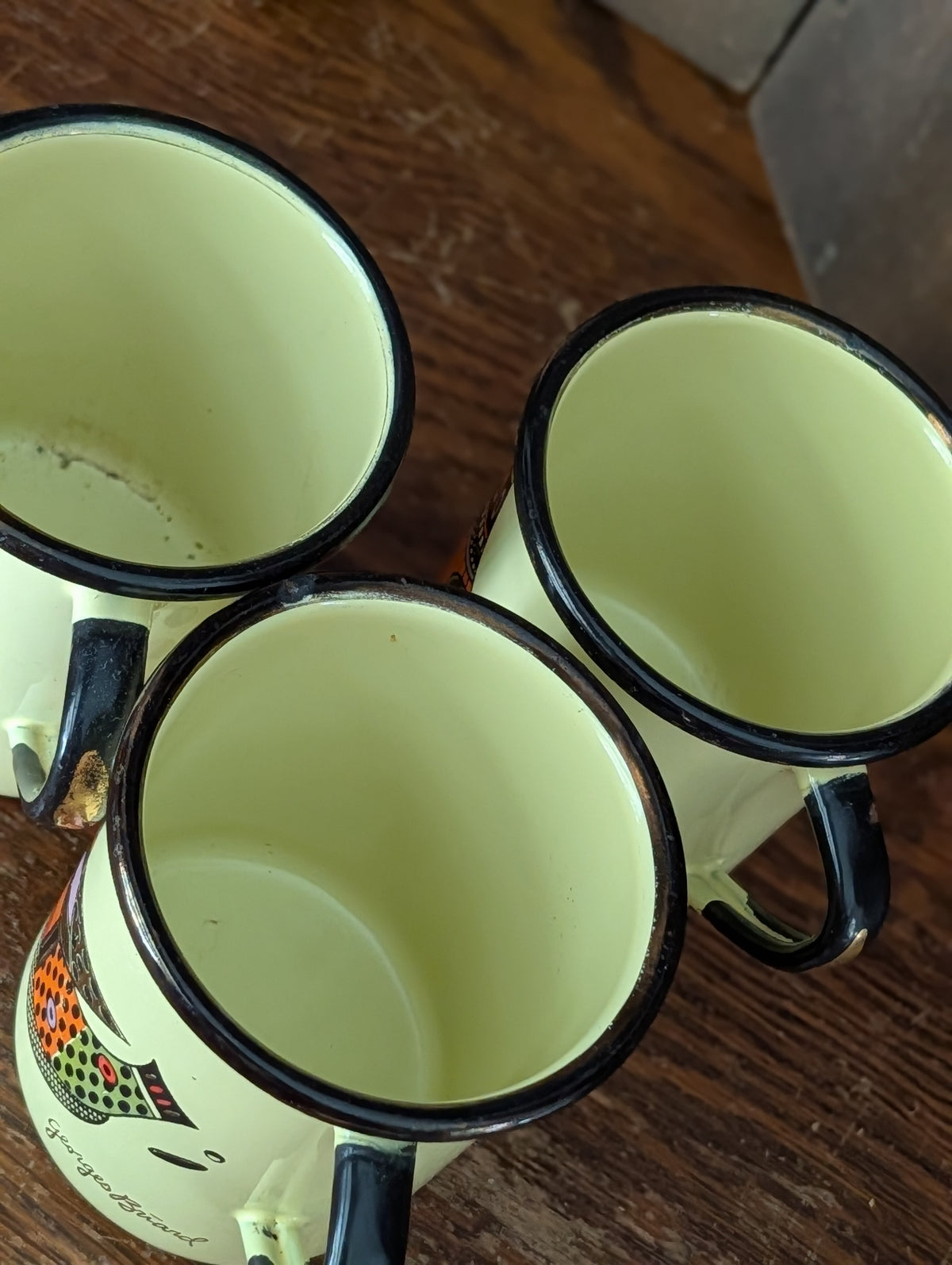 Georges Briard enamelware mugs