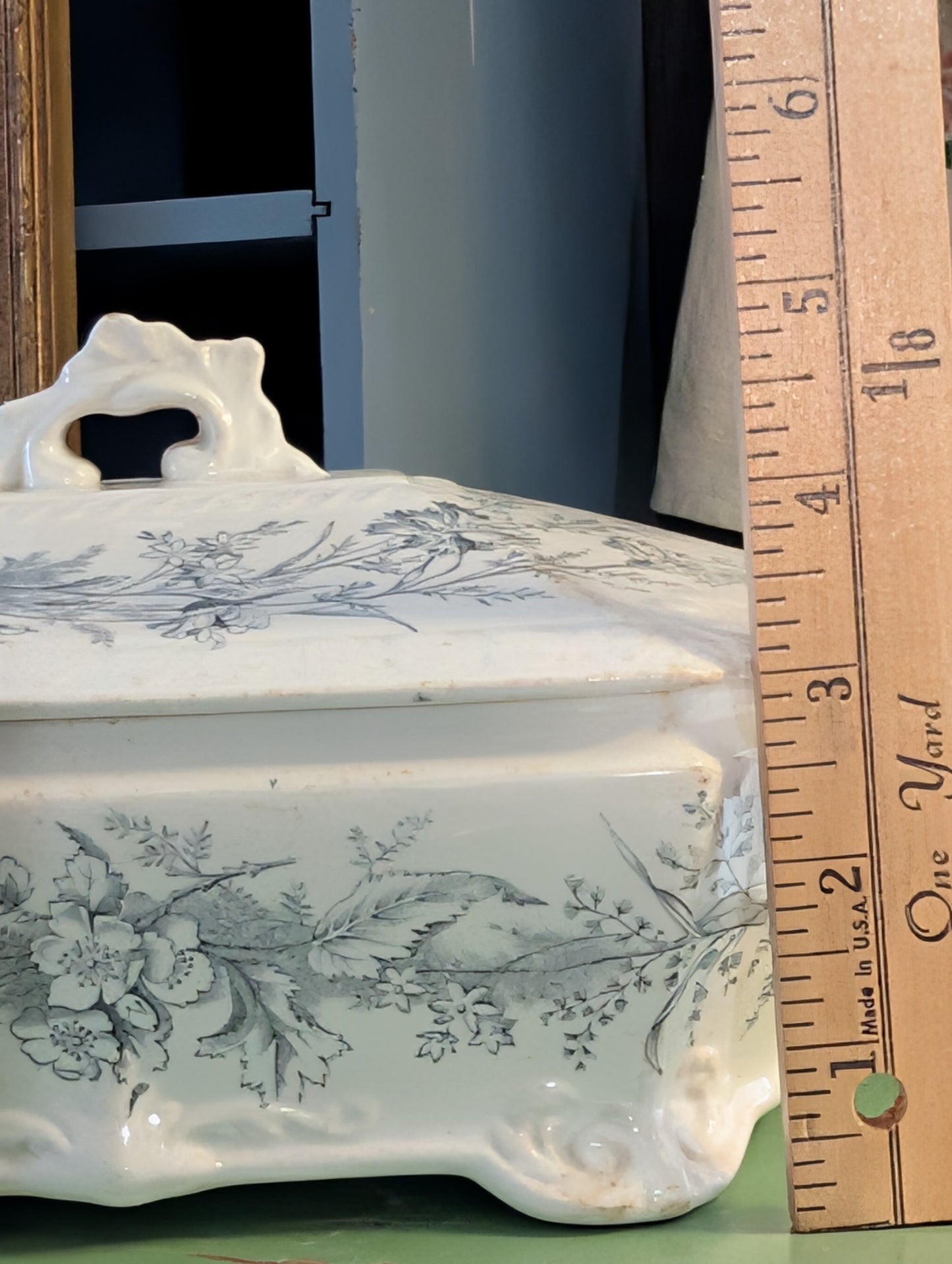 Ironstone blue transferware vegetable dish