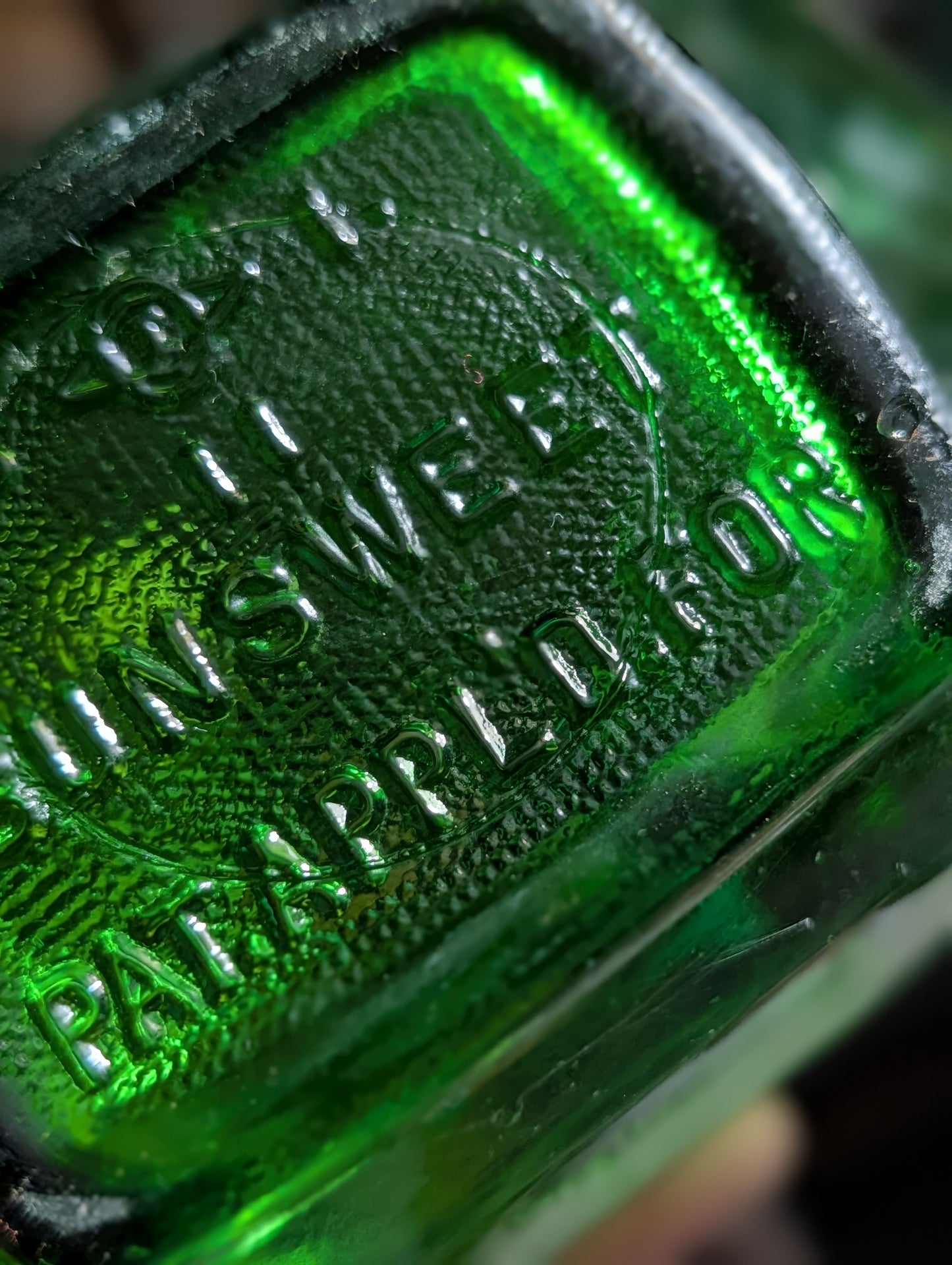 Green glass bottle