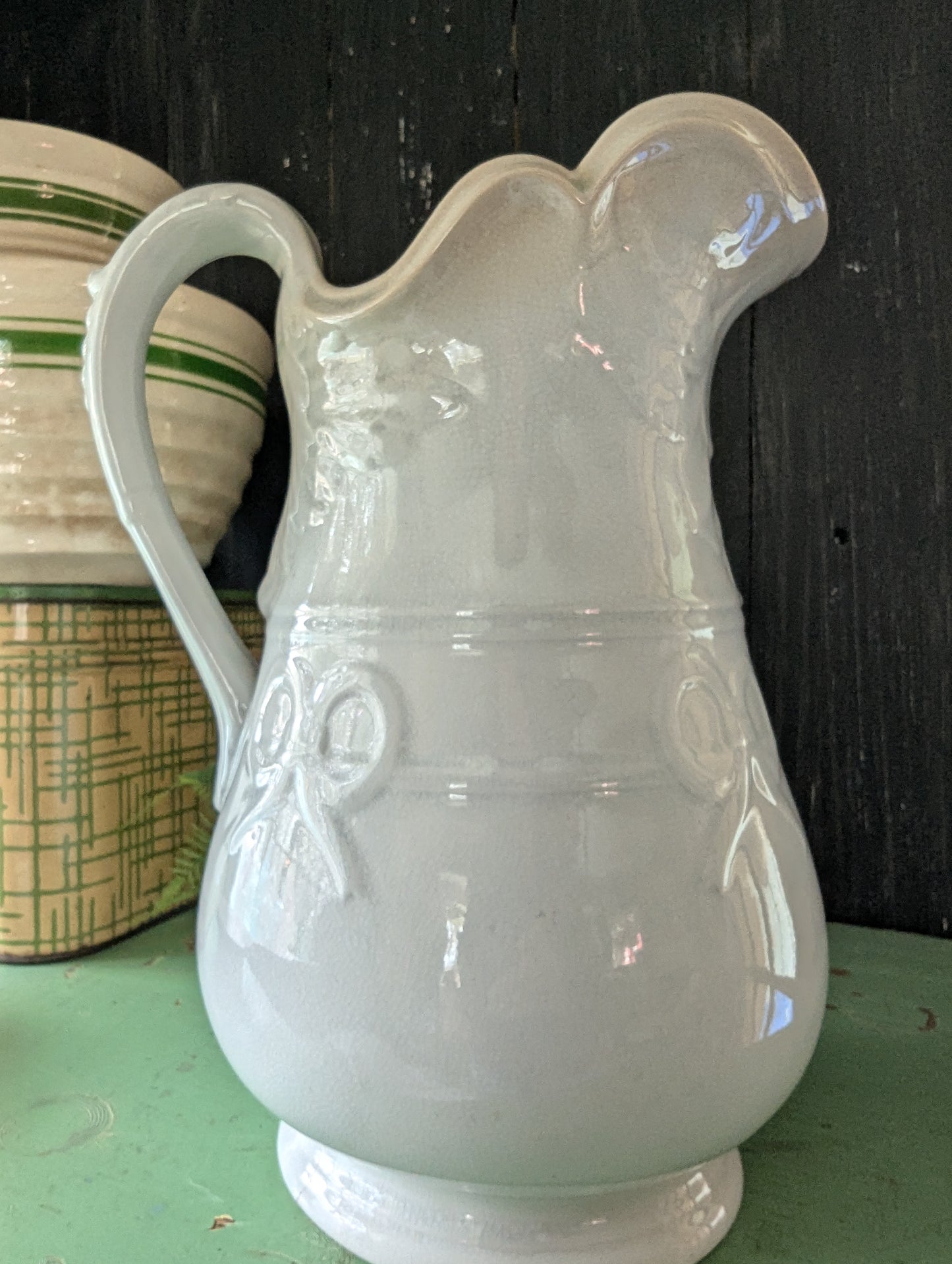Antique Ironstone bow water pitcher