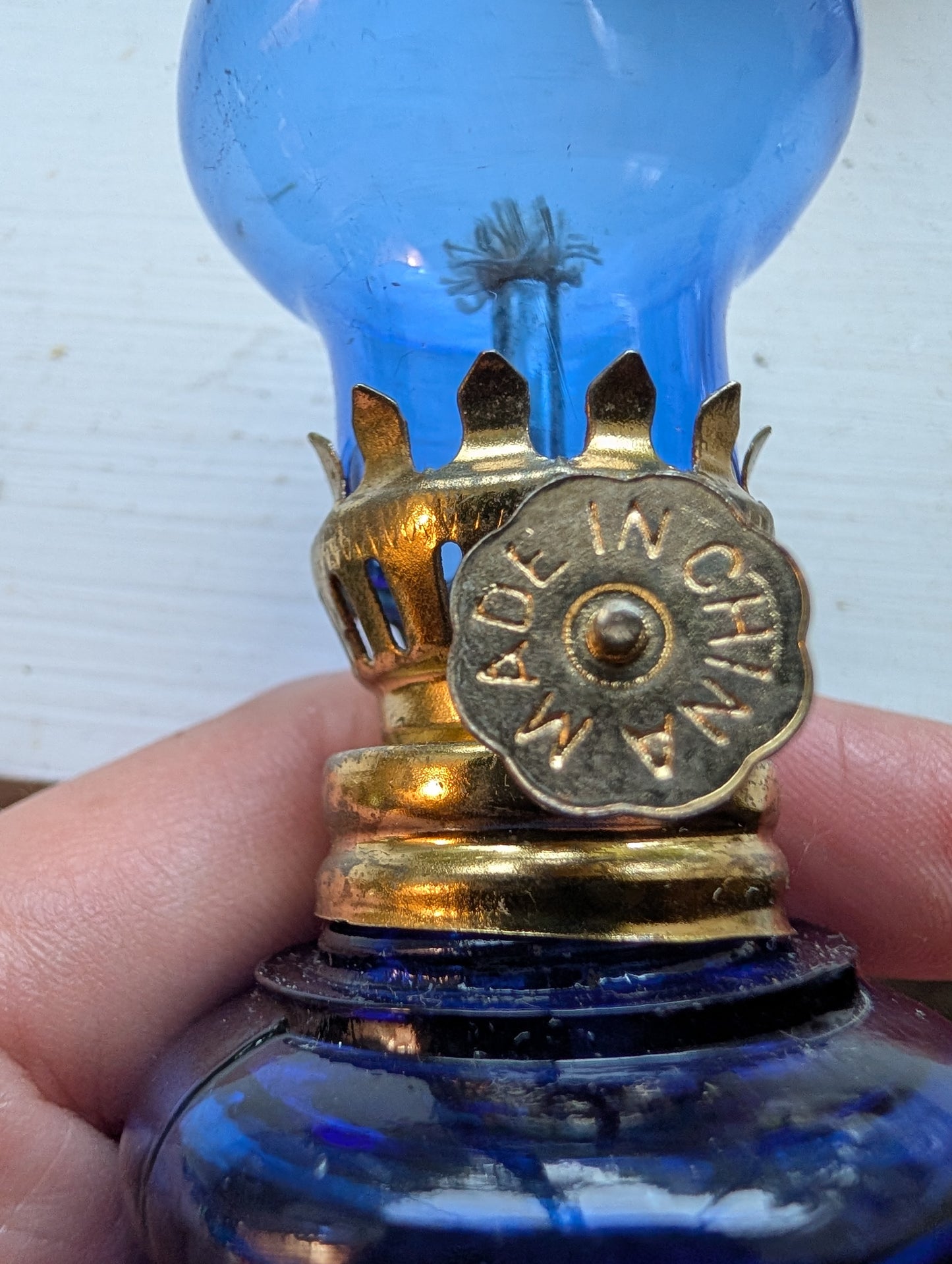Cobalt blue oil lamp