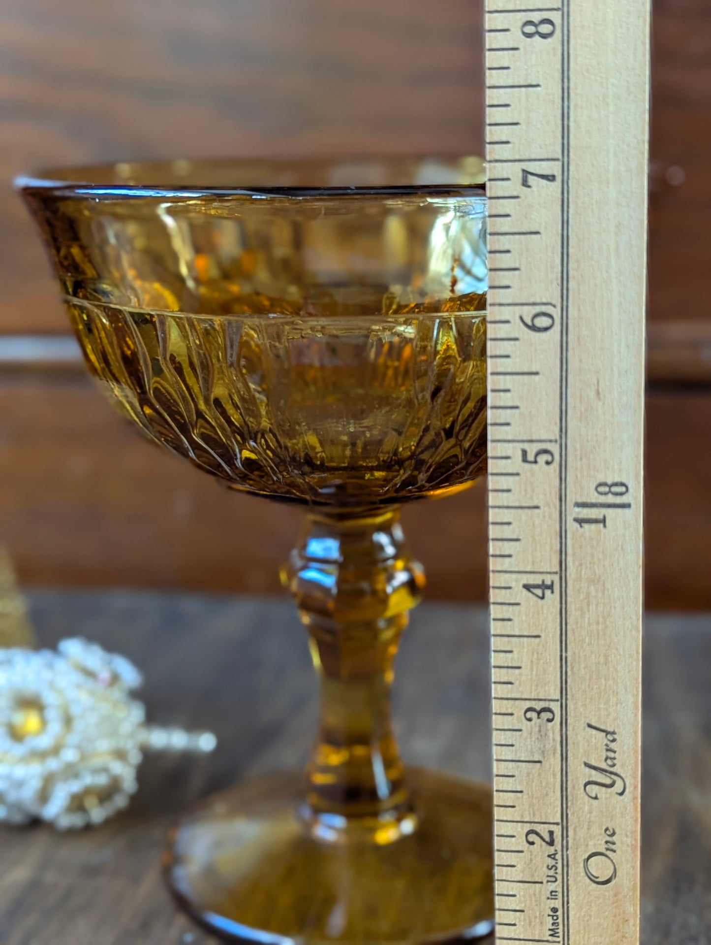 Amber glass compote pedestal