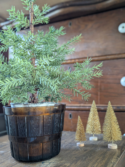 Amber Brown glass planter pot