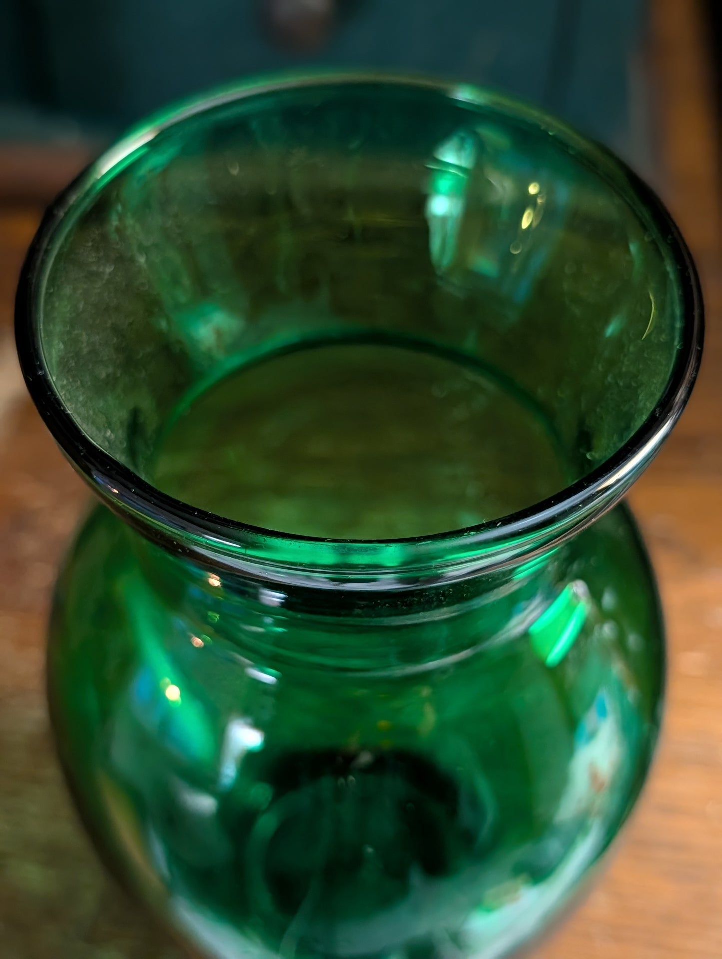 Green glass vase
