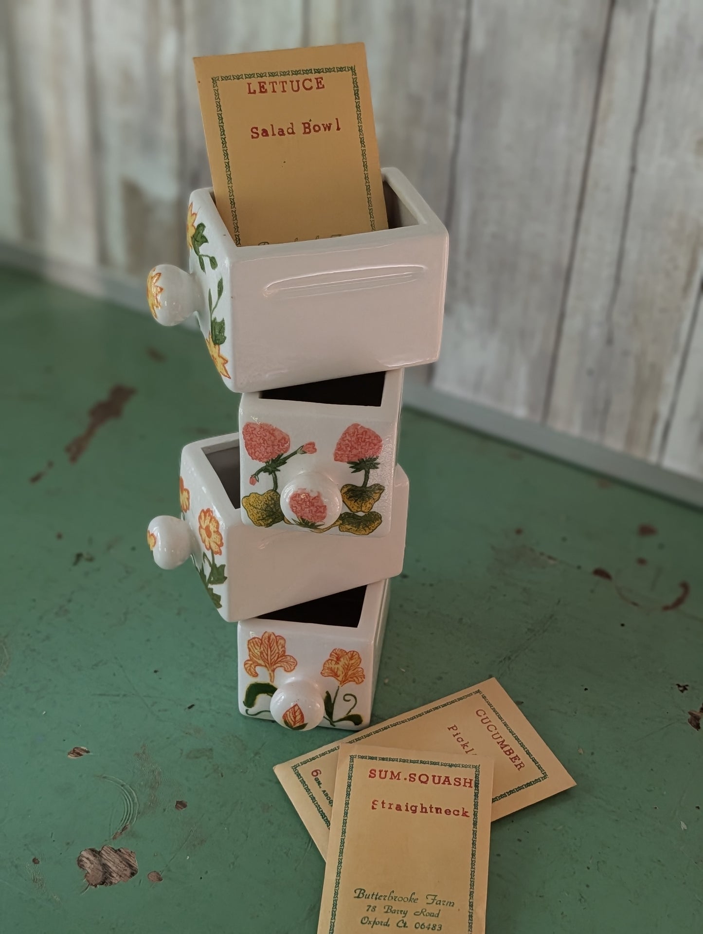 floral ceramic drawers