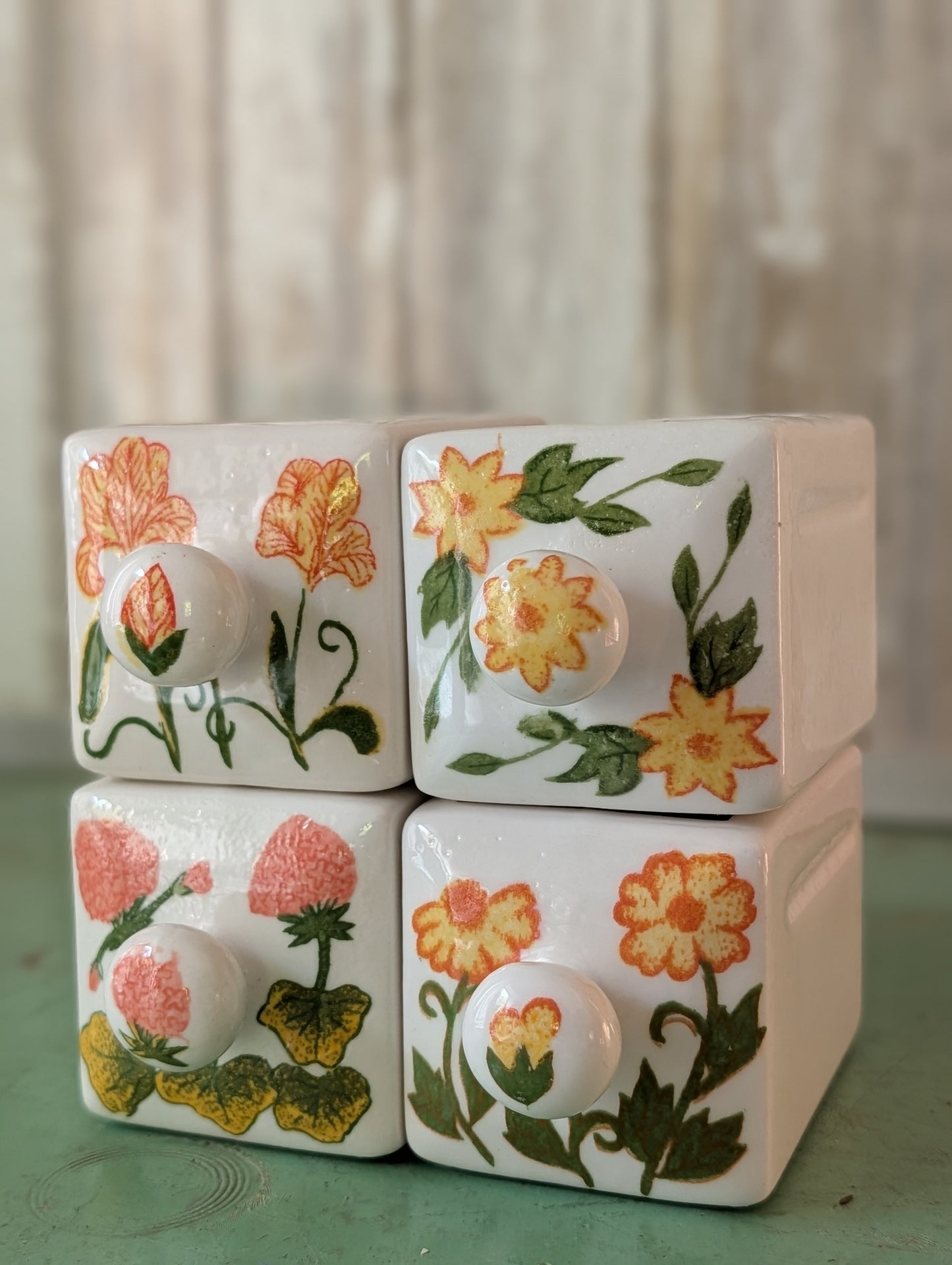 floral ceramic drawers