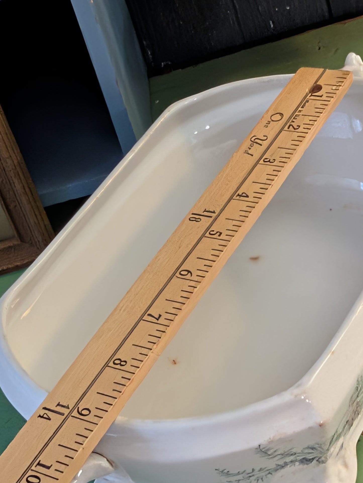 Ironstone blue transferware vegetable dish