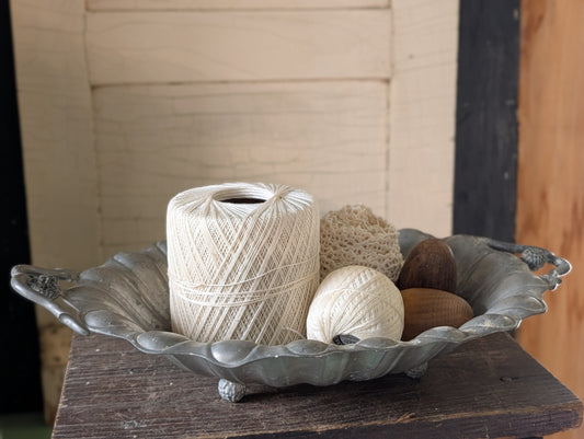 Footed pewter tray