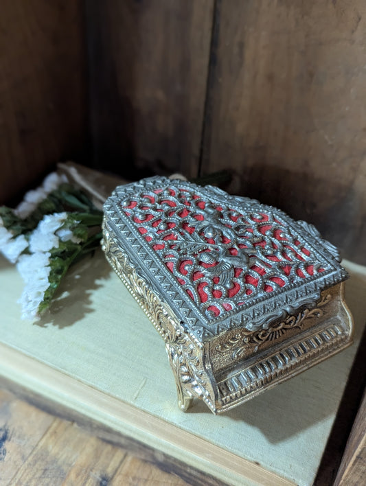 Music box cherub piano jewelry casket