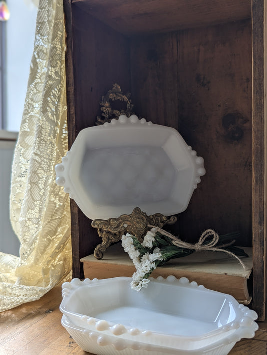 Set of 3 milk glass Anchor Hocking dishes