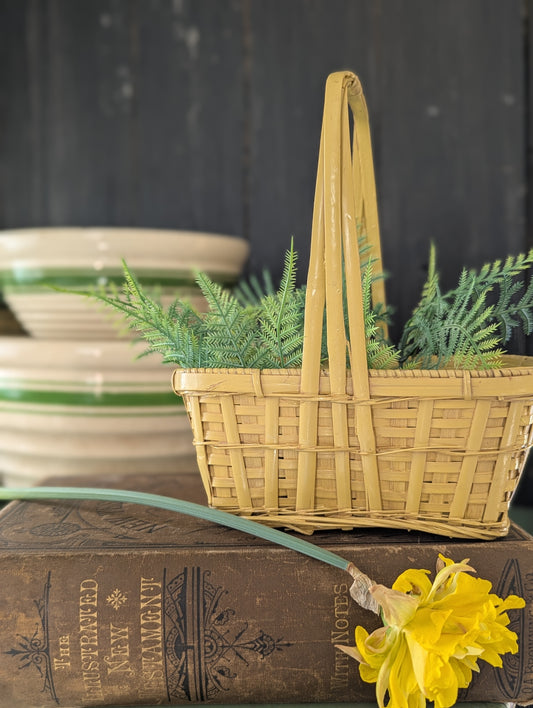 Yellow woven springtime basket