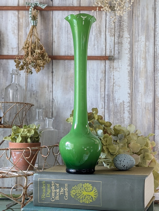 Green glass vase