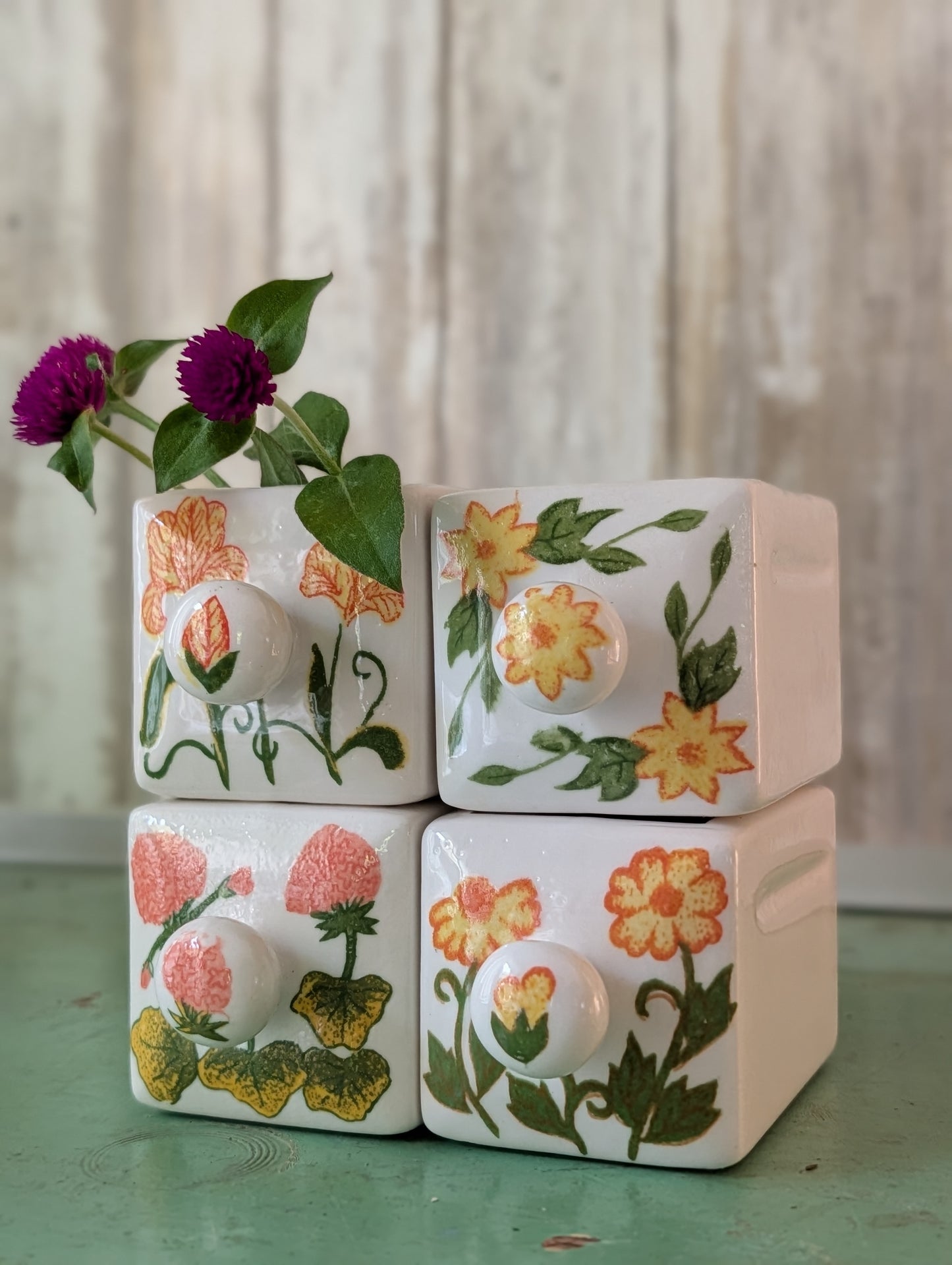 floral ceramic drawers