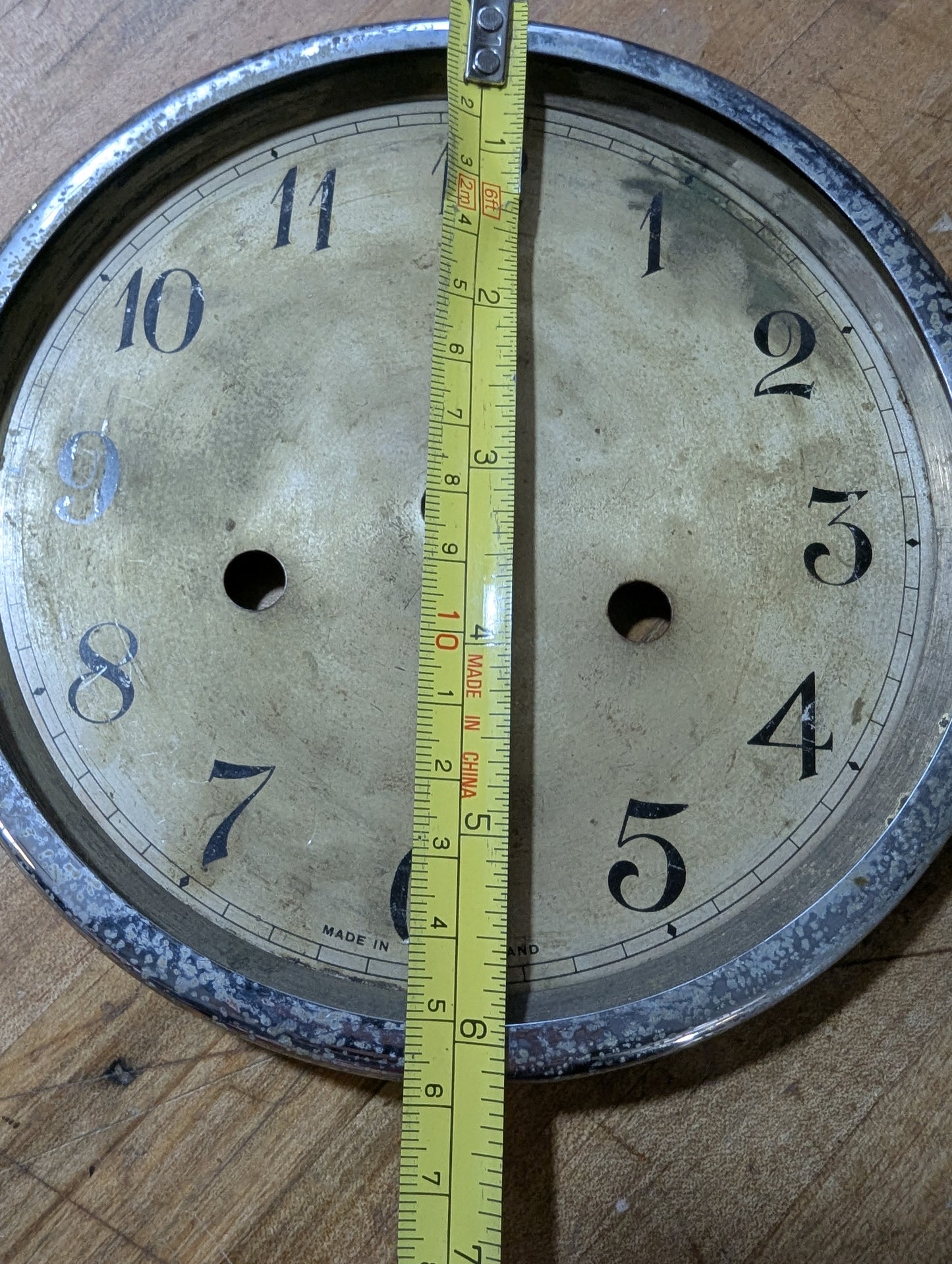 English metal clock face