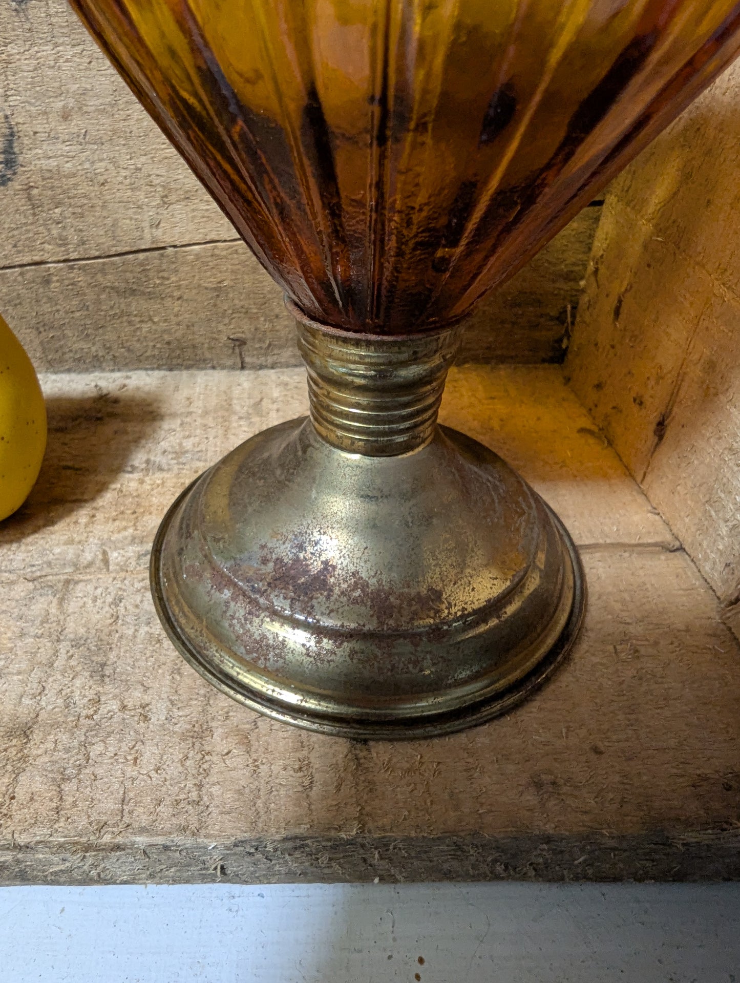 Amber Glass and metal oil lamp