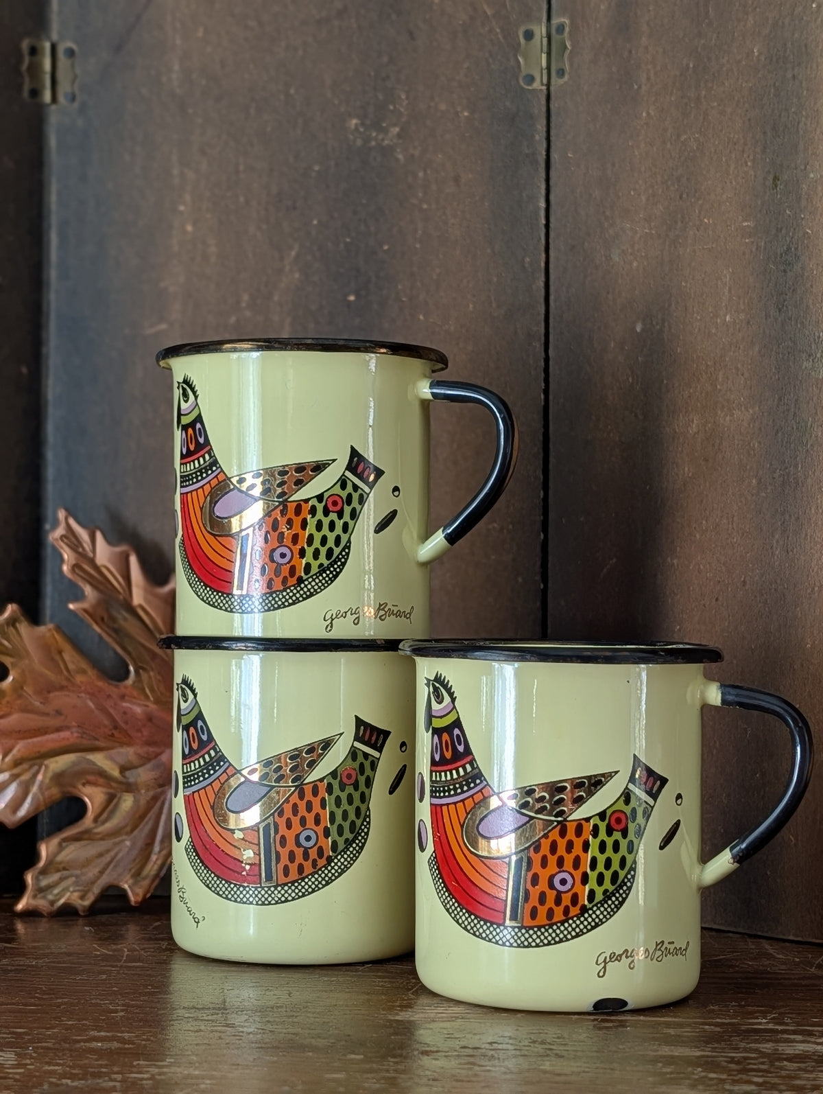 Georges Briard enamelware mugs