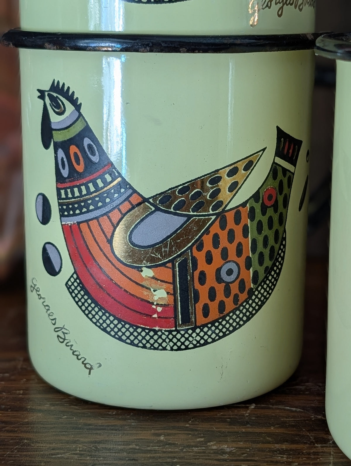 Georges Briard enamelware mugs