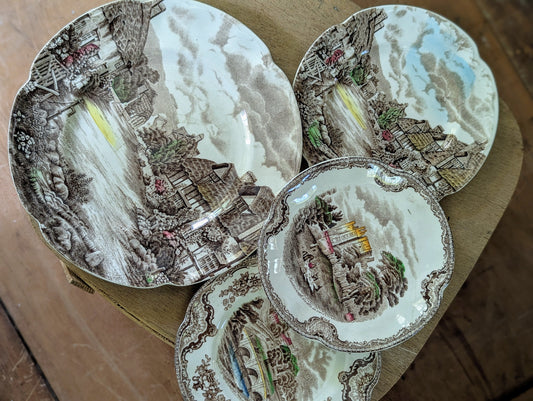 Lot of Johnson Bros Ironstone brown transferware