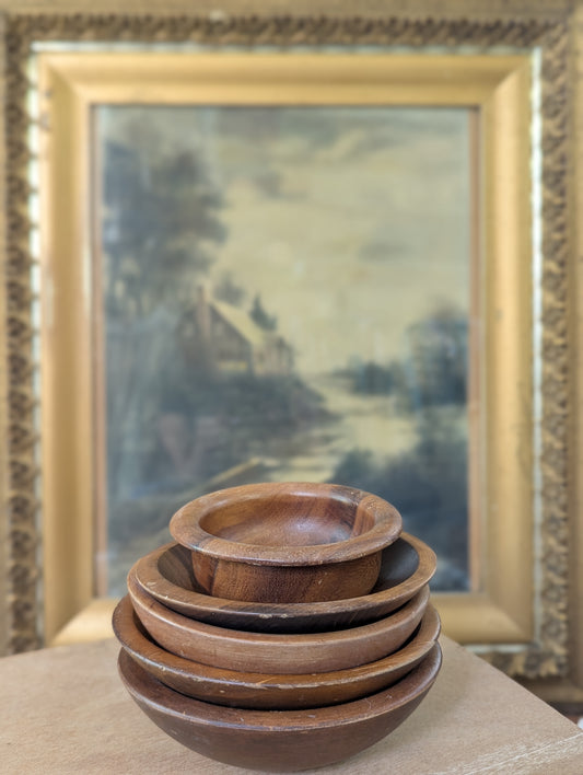 Stack of 5 wood bowls