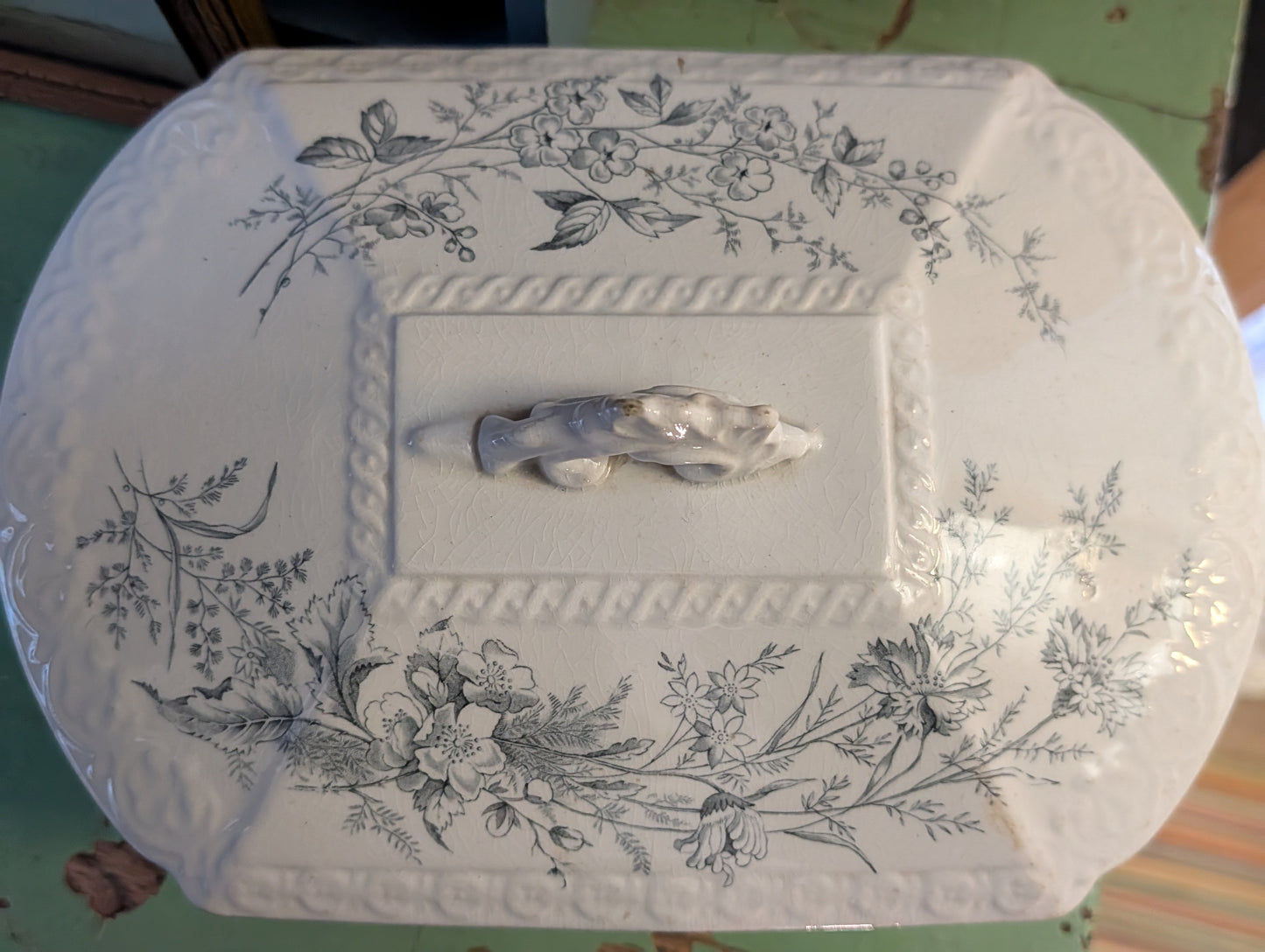 Ironstone blue transferware vegetable dish
