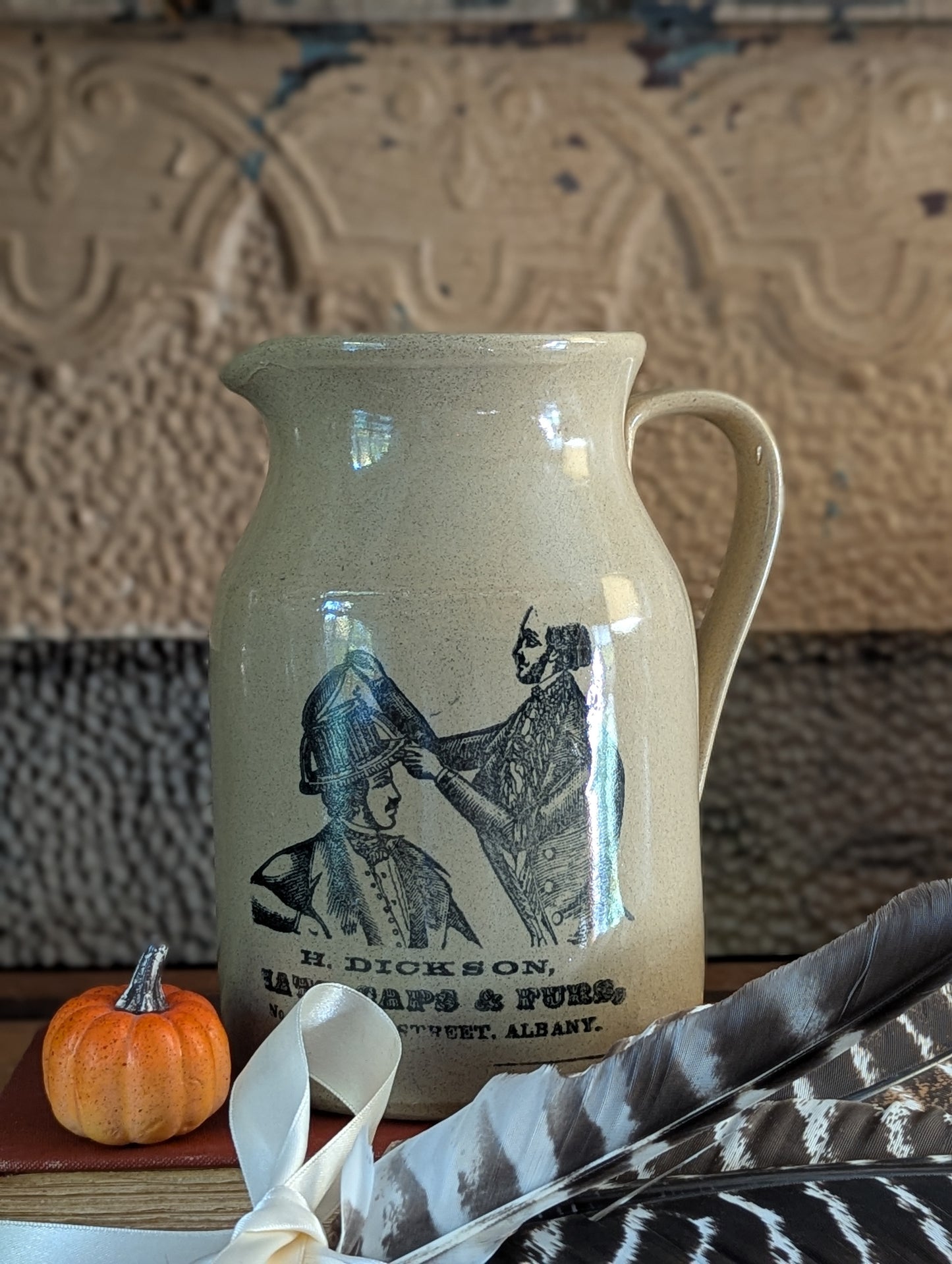 Moira English advertising pottery pitcher