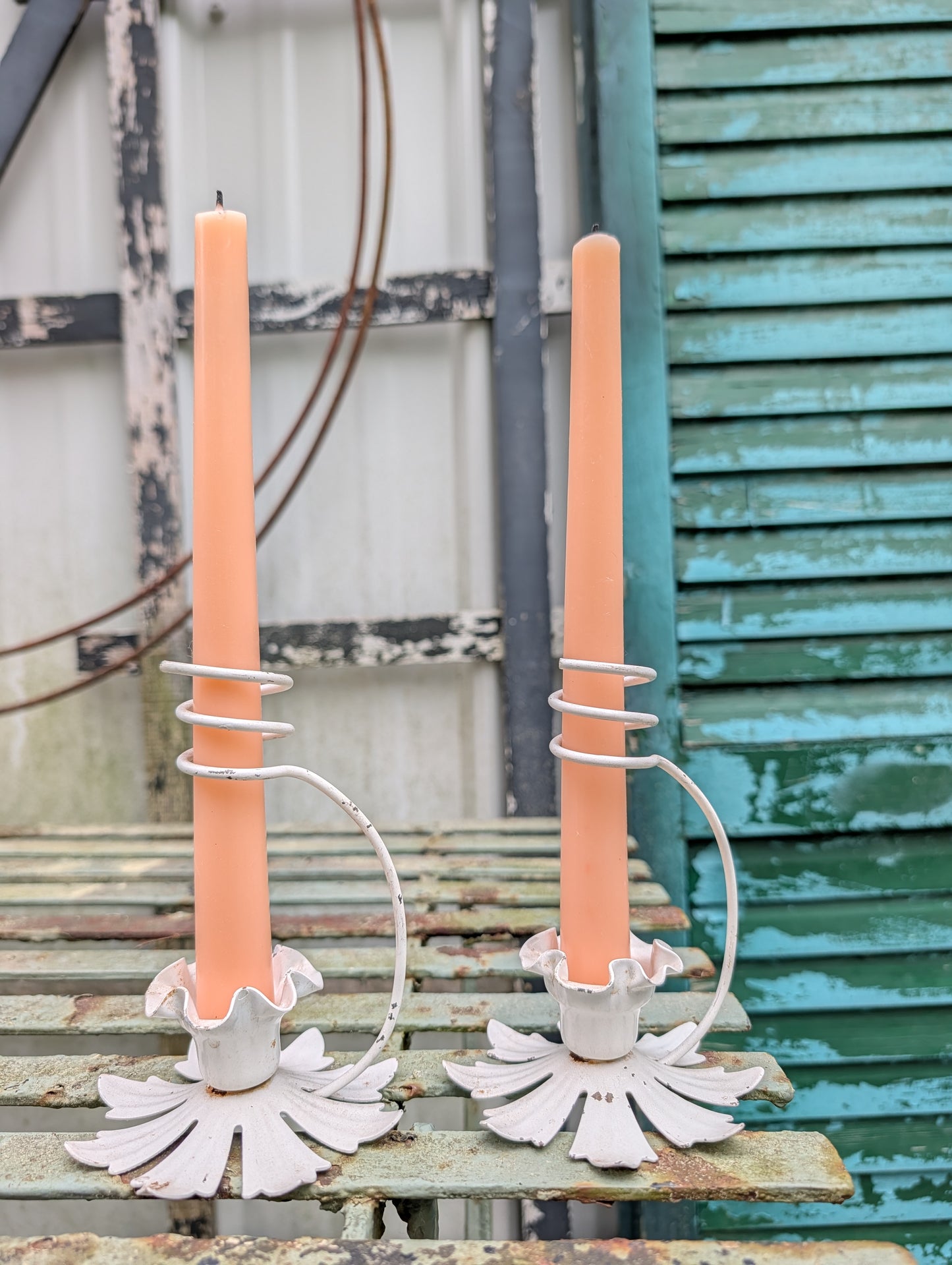 Toleware taper/candle holders