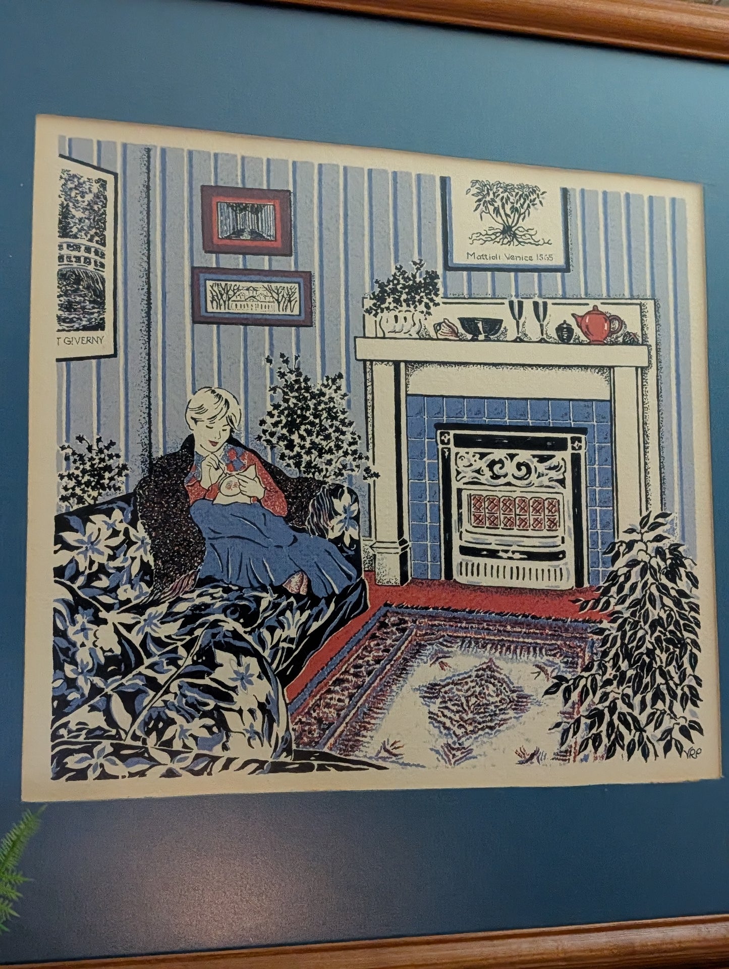 Framed fireside print