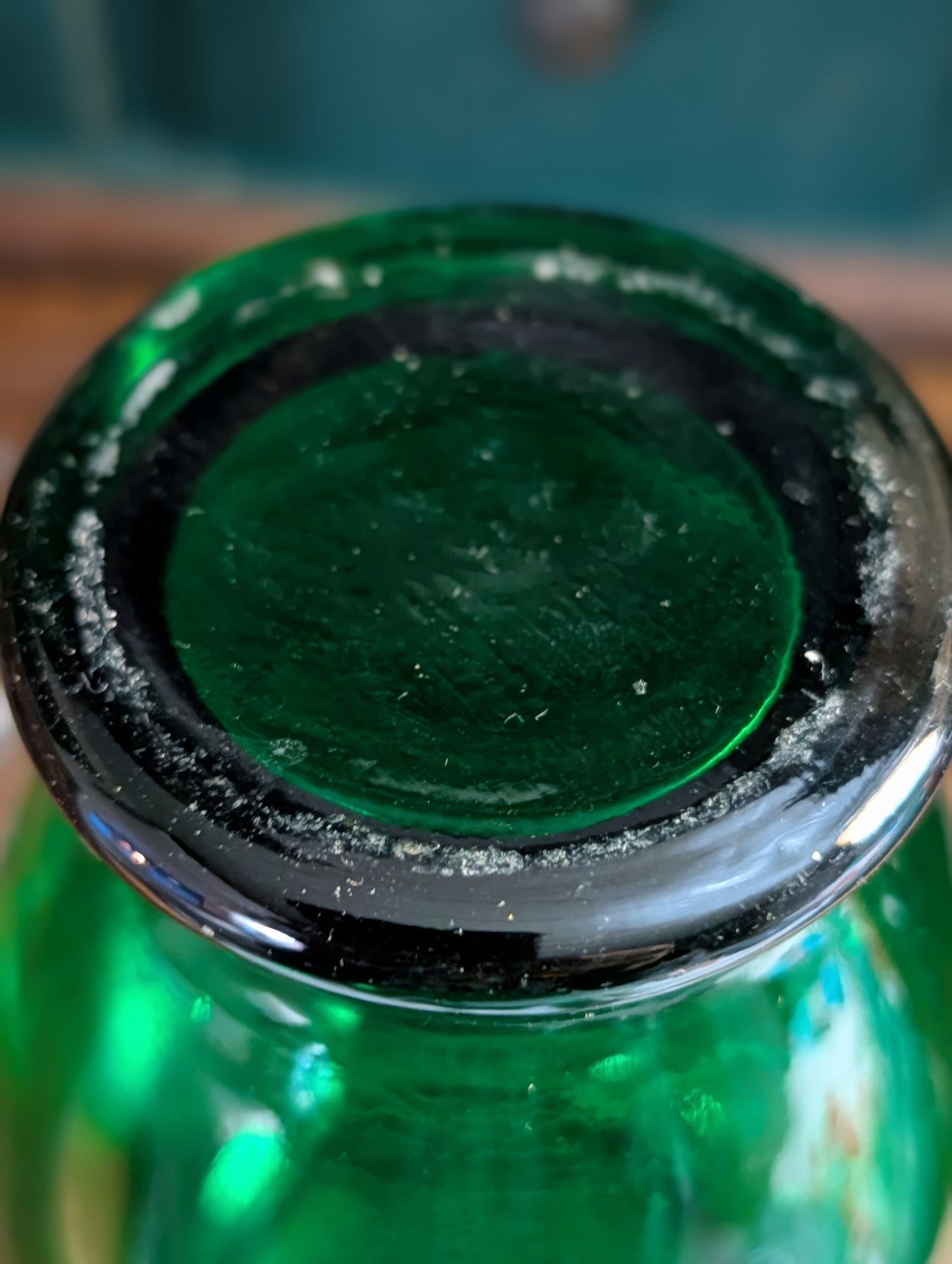 Green glass vase