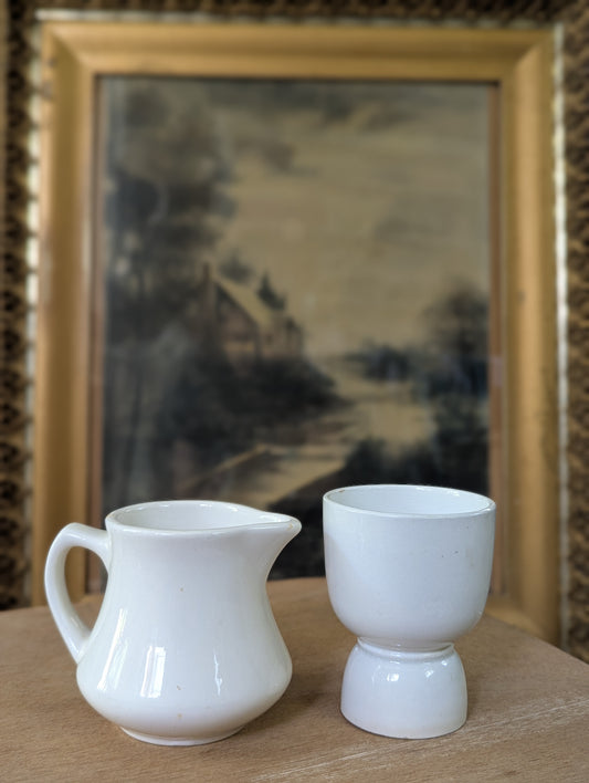 Homer Laughlin creamer and egg cup 2pc