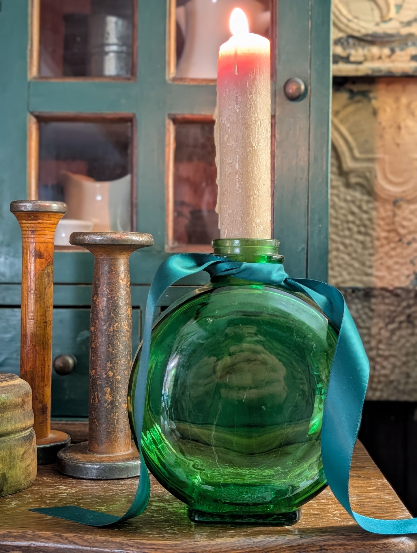 Green glass bottle