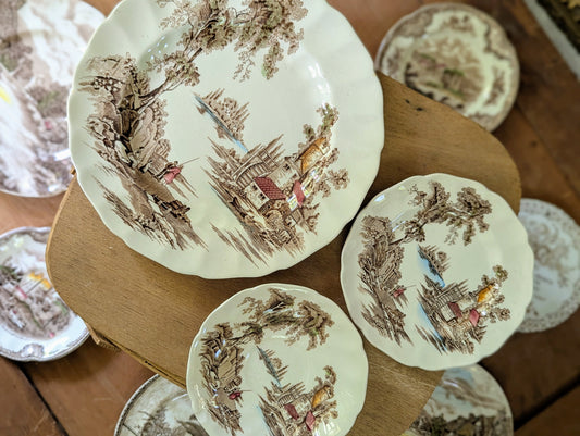 Johnson Brothers Ironstone brown transferware lot